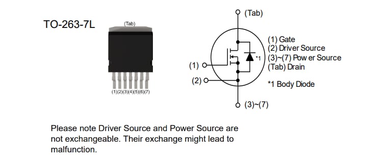 ROHM Semiconductor SCT4036KW7 n-Kanal-SiC-Leistungs-MOSFET.